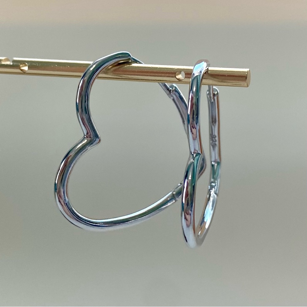 Silver Heart Hoop Earrings